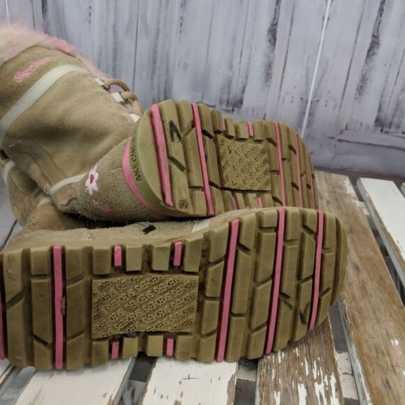 skechers girl pink faux fur winter snow warm boots - Picture 6 of 7